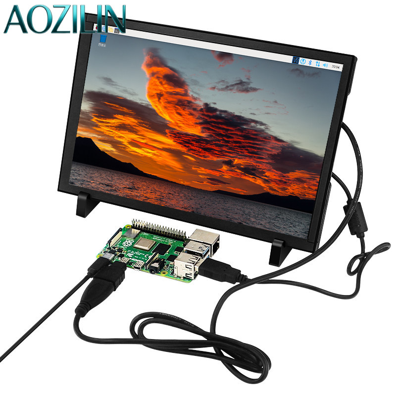 Raspberry Pi 10.1 Inch Capacitive Touch Screen Ips - AOZILIN, Monitor HD Kecil dengan Layar